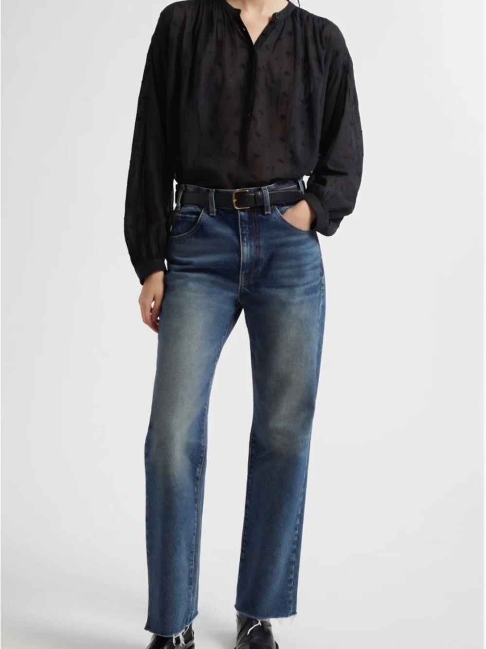 NWT Nili Lotan Calla High Rise Straight Leg Jean Simon Wash 25